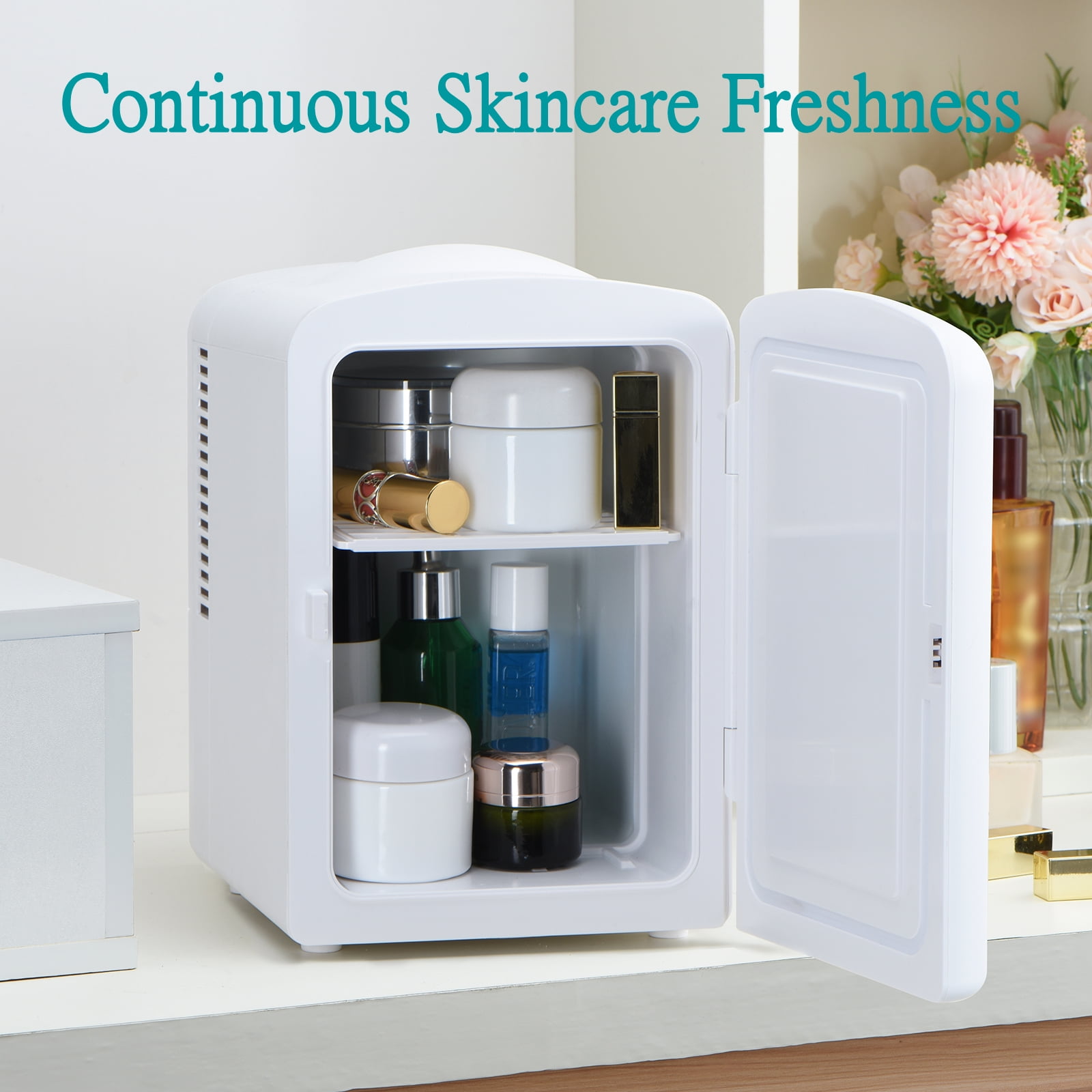 Iceblue Skincare Mini Fridge, Retro Personal Compact Cooler & Warmer, 0.14 Cuft