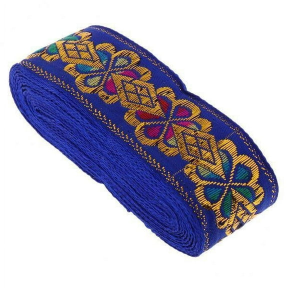 perfeclan 2xNational Sewing Jacquard Ribbon Roll DIY Crafts Decoration Blue