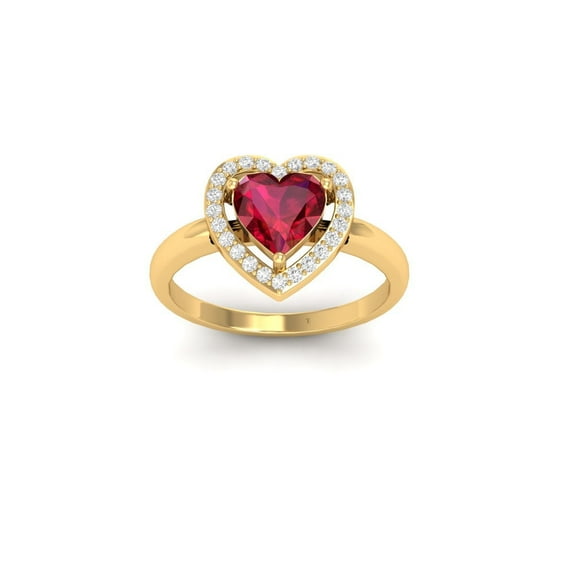 Pure Elegance Dainty Ruby Heart Shape Gemstone 925 Sterling Silver Ring, Size 7