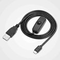thumbnail image 3 of Power Cable, with On / Off Switch, 1M Length Cable Compatible with USB A / M and Micro USB 5P / M Interface for Modules in Black, 3 of 7