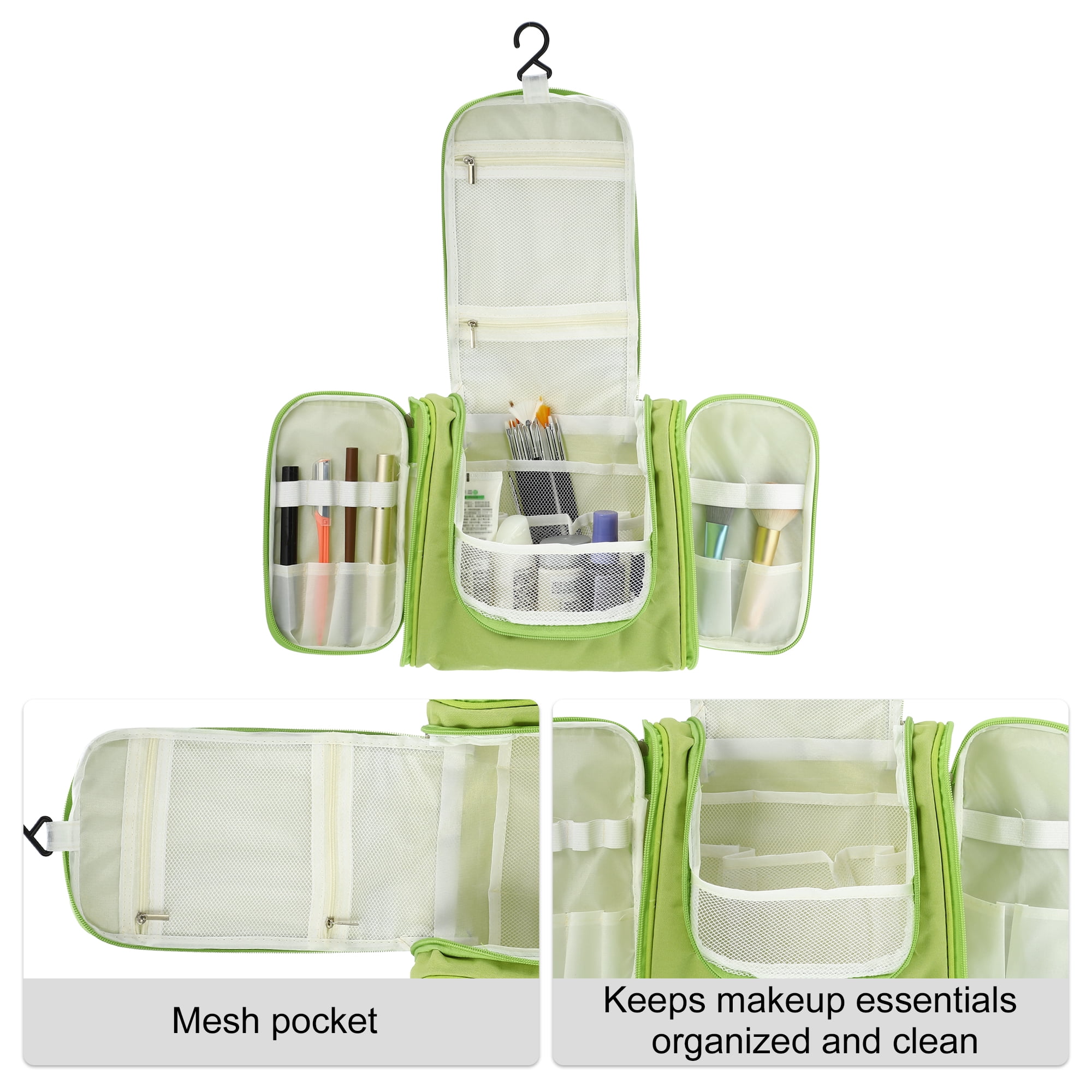 Unique Bargains Floral Makeup Bag Zipper Flower Cosmetic Pouch Green