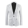 thumbnail image 5 of INSPIRE CHIC Striped Blazers for Men's One Button Slim Fit Business Stripe Sports Coats 2XL White, 5 of 6