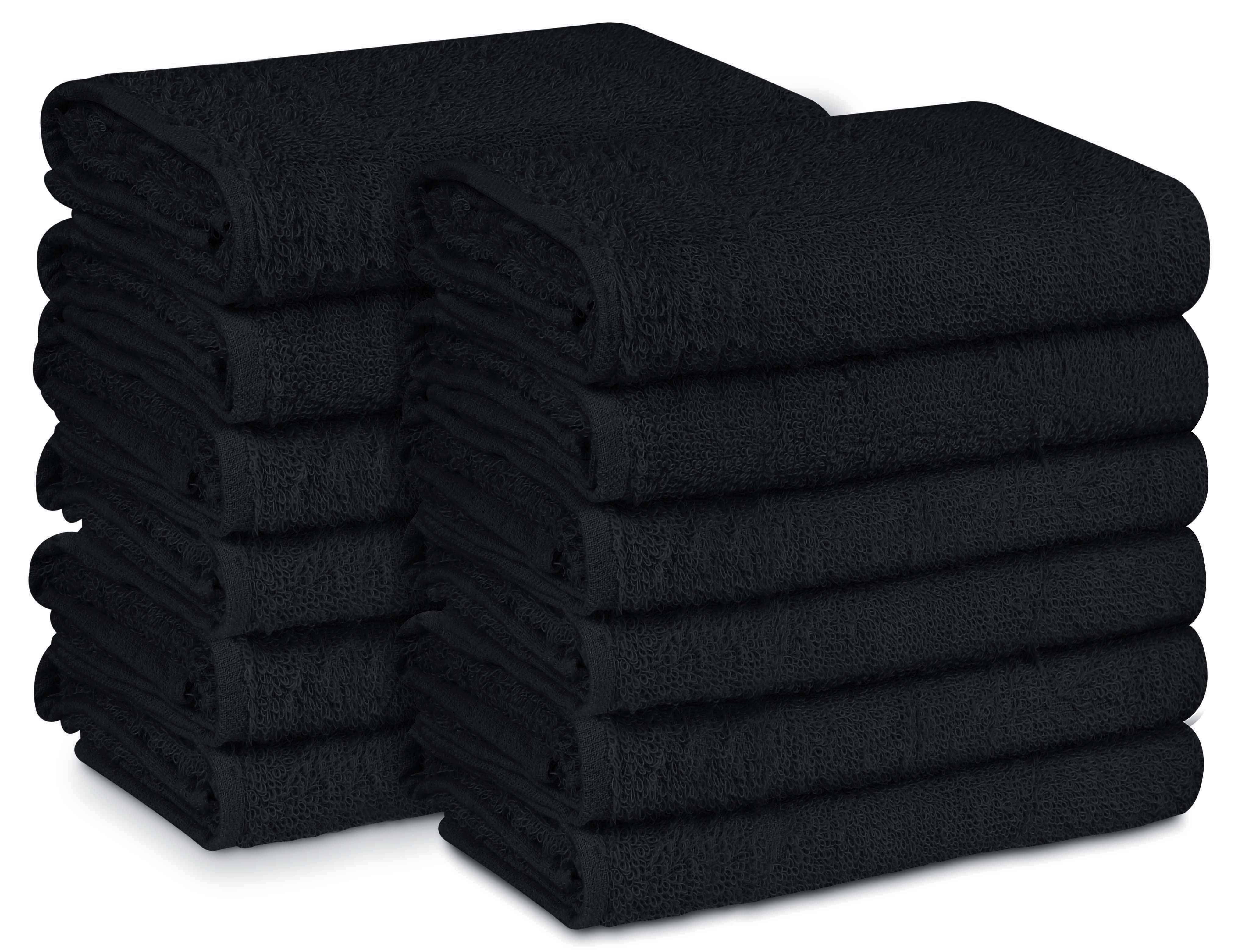 24 new black salon collection towels gym spa hair hand towels 16x27 bleach guard 