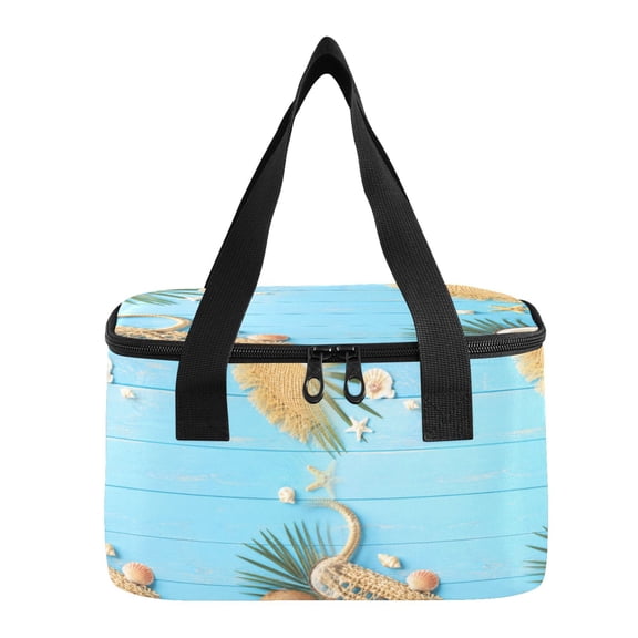 6L Insulated Lunch Bag Square Handheld Cooler Tote Beach Summer Accessories Reusable Thermal Bag with Polyester & Aluminum Lining for Work Picnic Travel