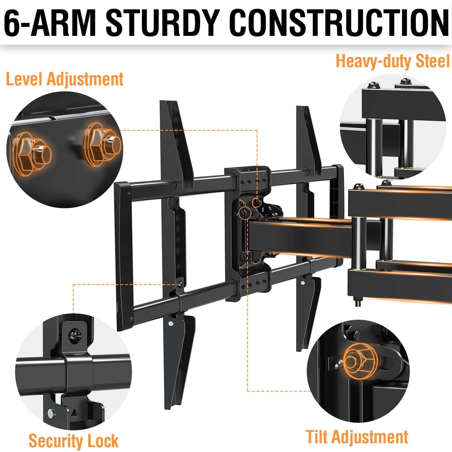 MOUNT PRO Full Motion TV Wall Mount for 42''-75'' TVs up to 16'' Wood Stud