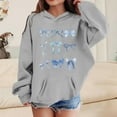 thumbnail image 2 of Weebloom Girls Bow Hoodie Long Sleeve Soft Sweatshirt Graphic Hoody Kids Cute Pullovers Top Clothes For Girls Outwear Grey 9-10 Years, 2 of 4