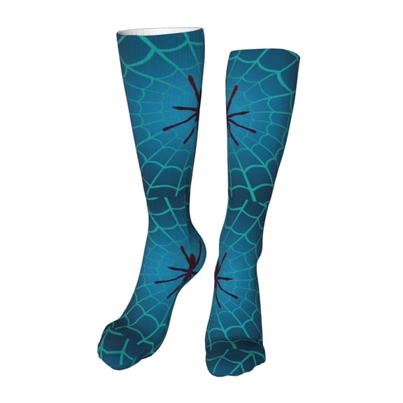 Kdxio Spider And Cobweb Funny Silky Novelty Funky Long Knee High Socks Soft 3D Print Cosplay Crazy Stockings for Men Women