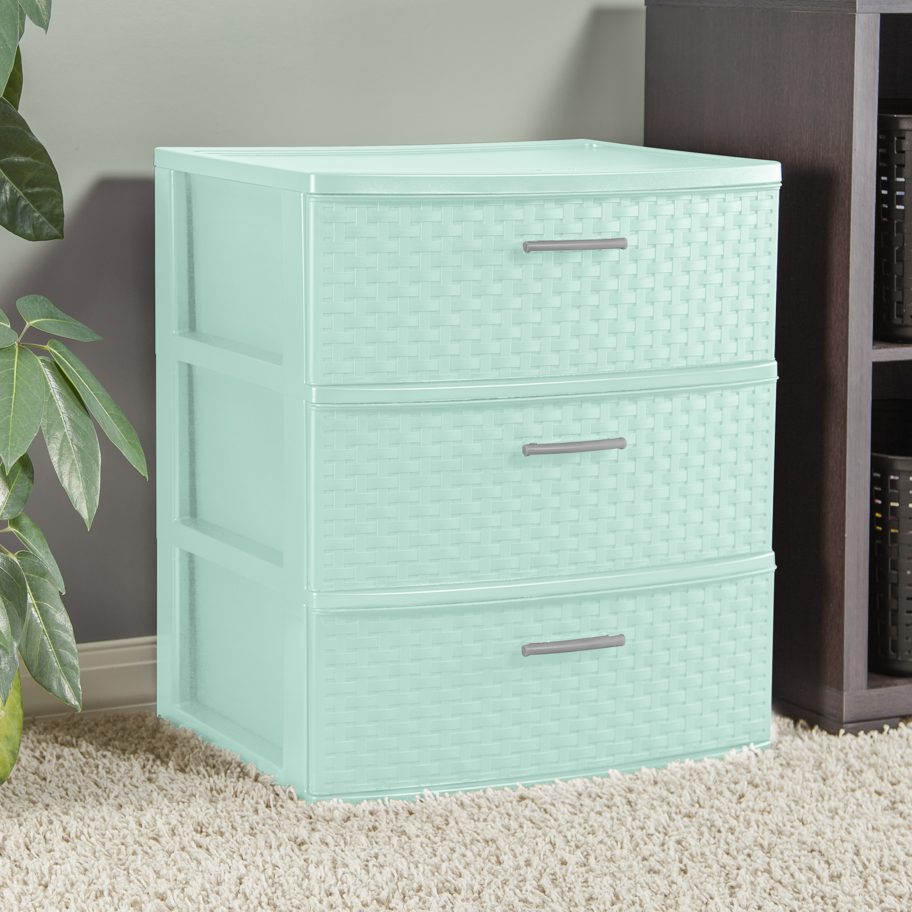 Sterilite 3 Drawer Wide Weave Tower Classic Mint - image 3 of 9