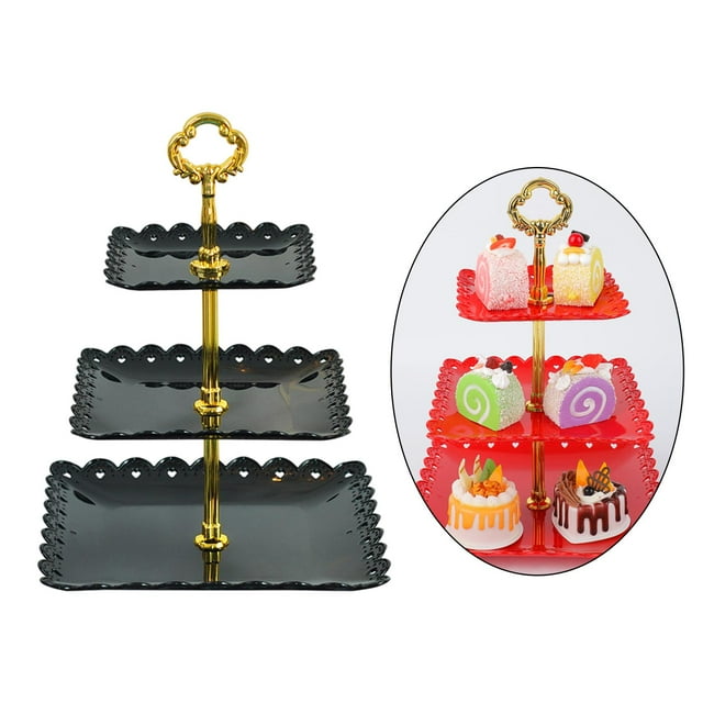 Soporte de tarta de tres niveles Perfecl Puesto de pasteles Negro