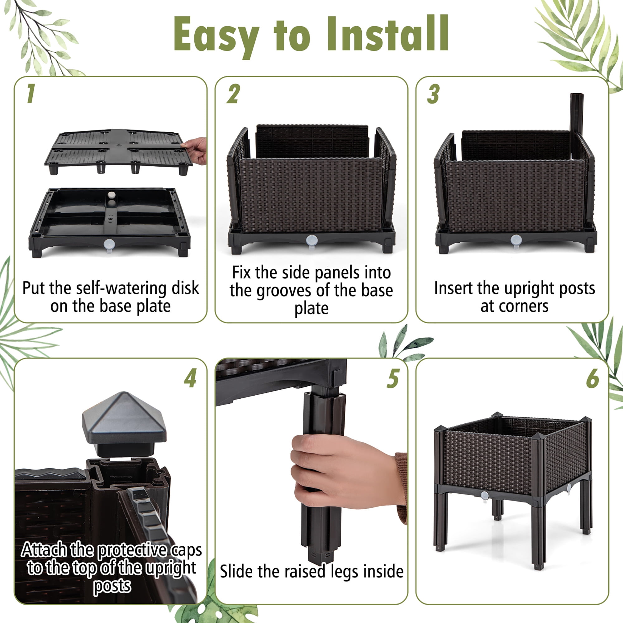 Gymax Elevated Plastic Raised Garden Bed Planter Kit for Flower Vegetable Grow 2 Set