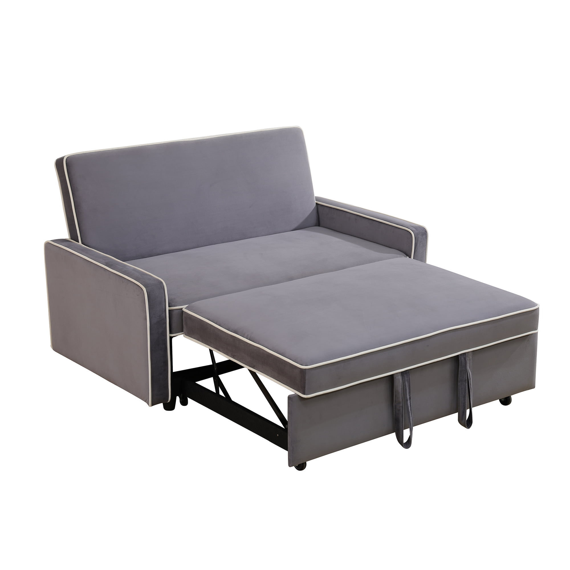 DOMETOUR Convertible Sofa Bed Sleeper Sofa, 3 in 1 Futon Sofa Bed with Pullout Sofa Bed Couch, Loveseat Sleeper Grey Flannel Sofa Bed with 2 Seat for Living Room, RV, Bedroom and Small Space