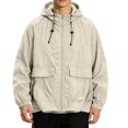 thumbnail image 2 of BRANROY Men's Windbreaker Jacket UPF 50 - Ultra-Thin Breathable Sporty Cargo Style Sun Protective Outdoor Shirt for Hiking, Travel, Camping, and Daily Casual Wear,Beige L, 2 of 8