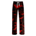 thumbnail image 5 of Halloween Pajamas for Women Drawstring Stretch Lounge Pants Soft Comfy Sleep Bottoms Cute Loose Palazzo Pj Pants Red S, 5 of 7