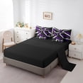 thumbnail image 5 of Feelyou Gray White Black Purple Bedding Comforter Set 7pcs, Minimalist Abstract Artwork King Bedding Sets, Geometric Swirl Stripe Bed Sheets, 5 of 8