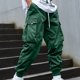 thumbnail image 1 of Pantalones largos para hombre, informales, lisos, con bolsillo, cintura elástica, para exteriores, con cordón ajustable, para trabajo, 1 of 4