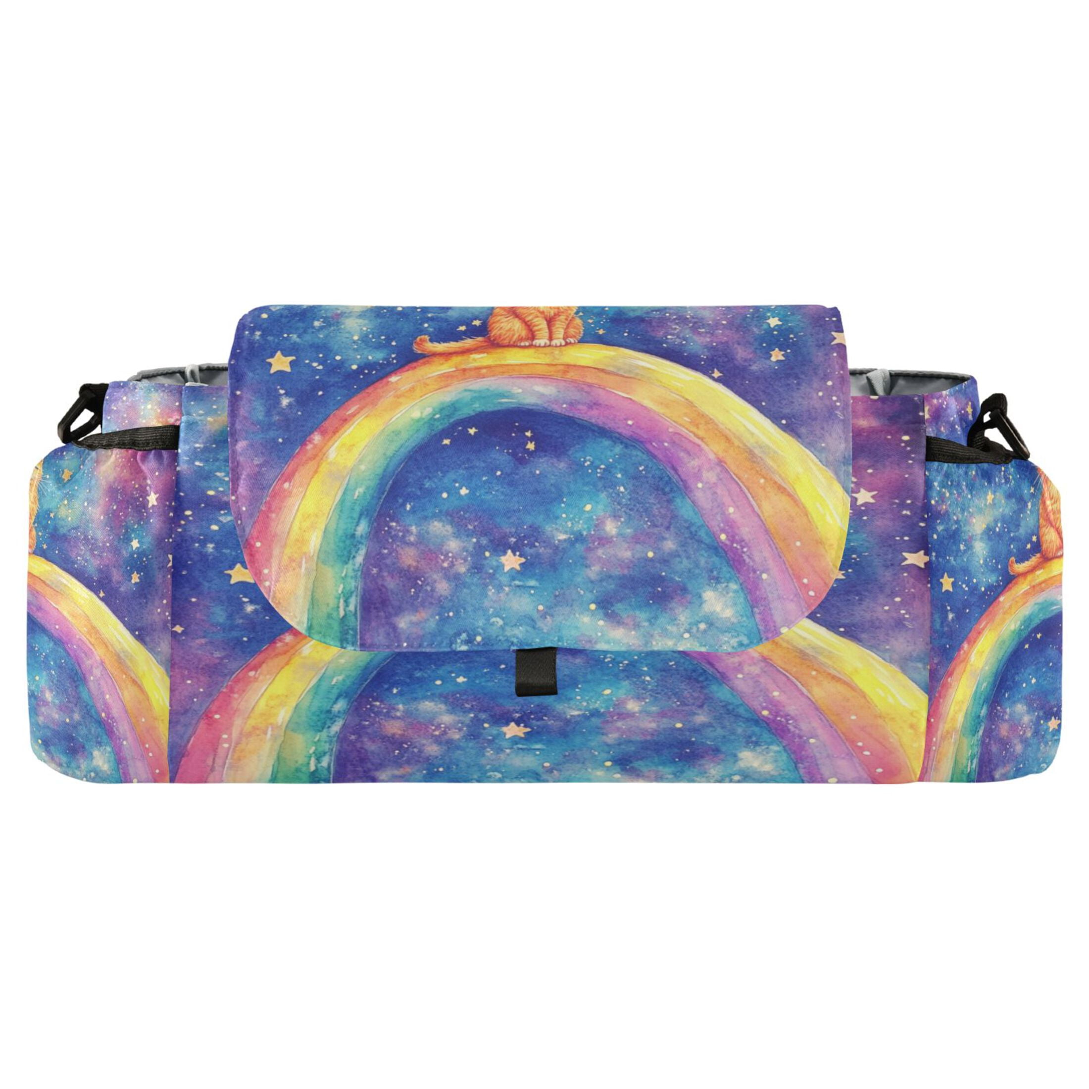 DIXRUYEE Stroller Organizer Joyful Ginger Cat in Space Printed