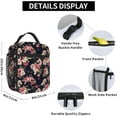 thumbnail image 6 of Flower Floral Cute Black Pink Portable Lunch Bag Insulated Lunch Box Reusable Totes For Women Men Work Picnic Camping, 6 of 6