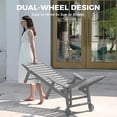 thumbnail image 6 of Wood Look Set of 2 HDPE Outdoor Chaise Lounge Chair, Rolling Pool Lounger, Gray, 6 of 8