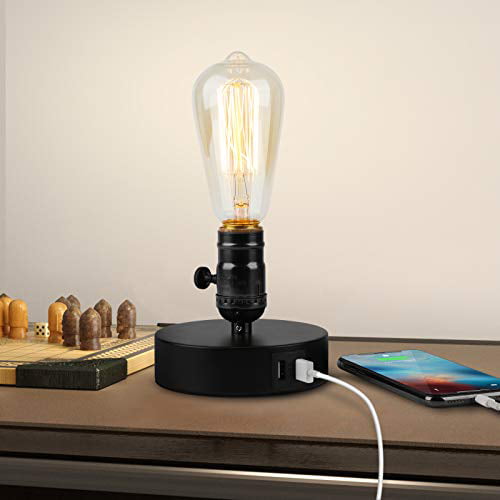 Usb Charging Port Table Lamps, Industrial Bedside Table Lights