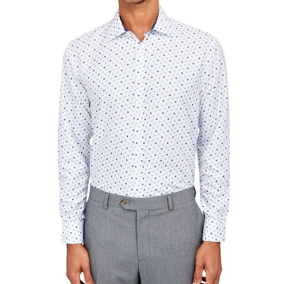 CALABRUM Mens Flowered Button Down Dress Shirt, Blue, 15-15.5