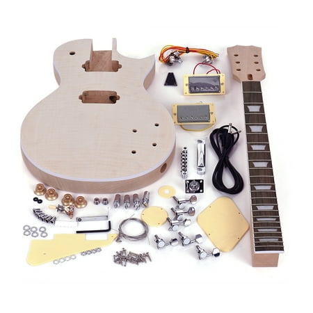 Muslady LP Style Unfinished Electric Guitar DIY Kit Set Mahogany Body & Neck Rose Wood (Best Wood For Solid Body Electric Guitar)