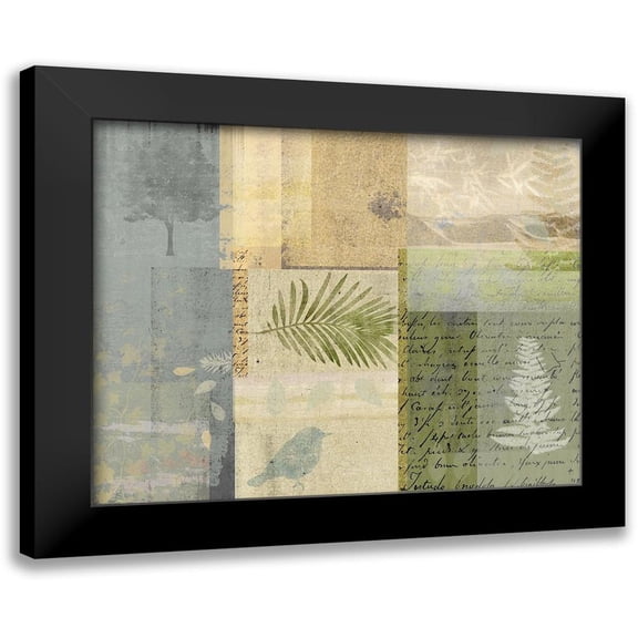 JMB Designs 14x12 Black Modern Framed Museum Art Print Titled - Botanical Collage II