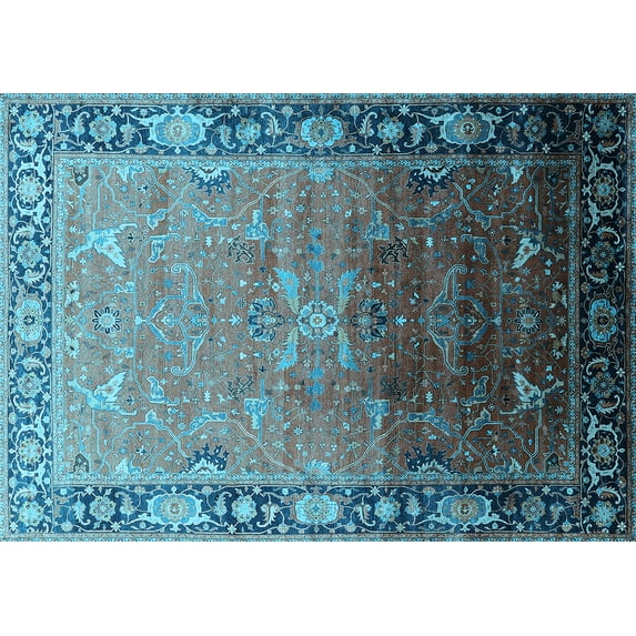Ahgly Company Indoor Rectangle Oriental Light Blue Industrial Area Rugs, 3' x 5'