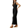 thumbnail image 4 of INSPIRE CHIC Wide Leg Jumpsuit for Women's V Neck Casual Sleeveless Romper S Black, 4 of 6