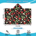 thumbnail image 2 of Strawberry Plants Fruit Flower Leaf Hooded Bath Towel，50"x30" for Ages 3 To 12 Kids, Quick Dry Lightweight Soft Microfiber Hood Beach Towel Cover Up for Kids, 2 of 7
