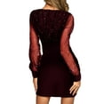 thumbnail image 3 of DYMADE Women Fashion Sequins Long Sleeve V-Neck Zip Bodycon Dress, 3 of 3