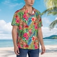 thumbnail image 3 of Gukieu Peacock Feathers And Flowers Print Men's Short-sleeved Shirts, Button-down Lapel Hawaiian Shirts, T-shirts, Beach Vacation Summer Casual Wear,3X-Large, 3 of 7