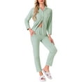 thumbnail image 1 of INSPIRAR CHIC Conjunto de Pijamas de Algodón para Mujeres, Camisa de Manga Larga con Botones y Pantalones, S Verde, 1 of 6