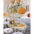 thumbnail image 6 of Round Fitted Tablecloths Thanksgiving Pumpkin Green Eucalyptus Leaf Seamless Waterproof Table Cover for Kitchen Dining Party Fall Plant Linen,45"-54", 6 of 6