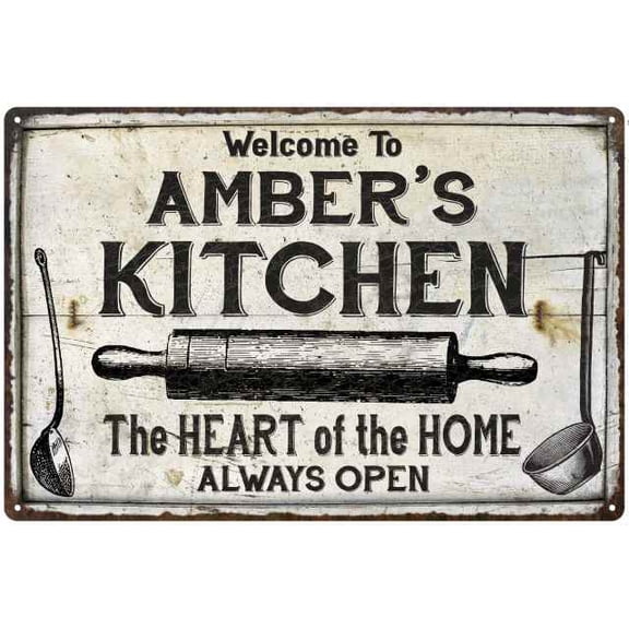 AMBER'S Kitchen Farmhouse Sign Gift 8x12 Metal 208120033142