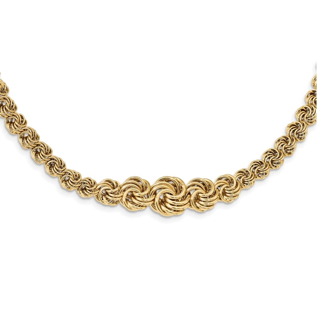 14k Yellow Gold Link 17.5 Inch Necklace Pendant Charm Fancy