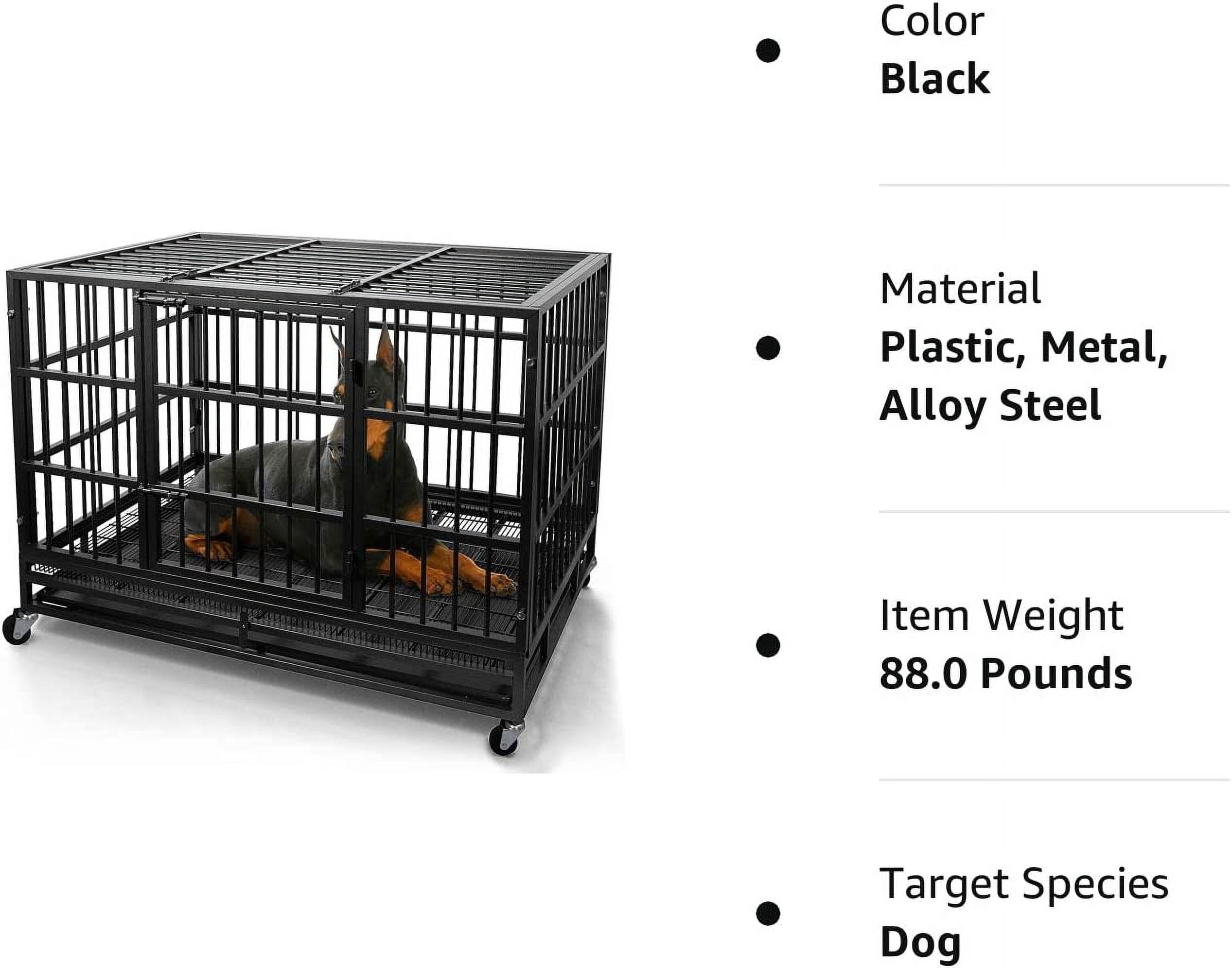 Waleaf 38 Inch Heavy Duty Dog Crate Cage with Wheels for Indoor, Large Dog Kennel with Removable Tray