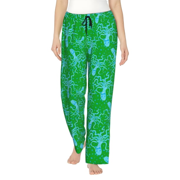 Balery Octopus1 Pantalones de pijama para mujer, pijamas ultraligeros, pantalones de estar por casa-Large