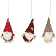 Ensemble de 3 ornements de Noël de gnome de ski rouge et gris 4 "