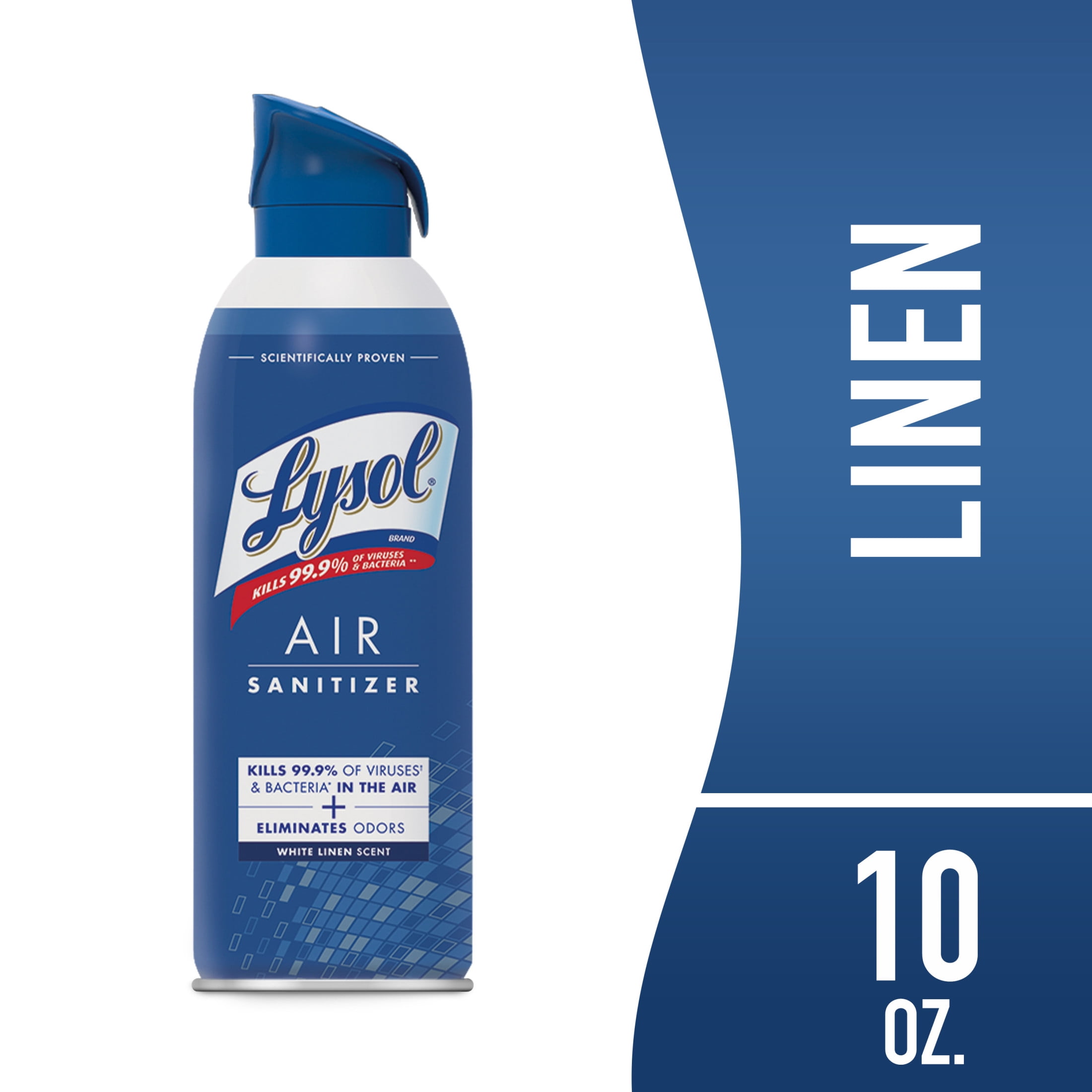 (3 pack) Lysol Air Sanitizer Spray for Air Sanitization and Bacterial Odor Elimination, Air Freshener Alternative, White Linen Scent, 10 oz