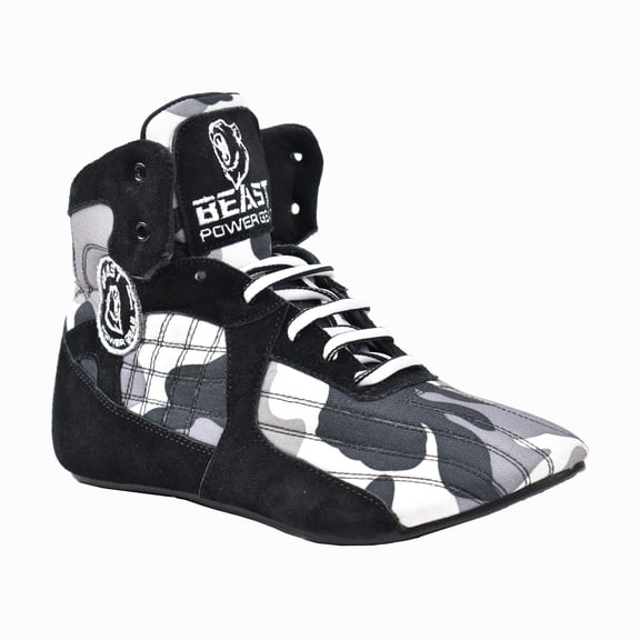 Beastpowergear Bodybuilding Weightlifting MMA Cross-Trainer & Wrestling Shoes For Mens Gray Camo