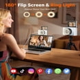 thumbnail image 3 of W&O Q5 4K Digital Camera, 180° Flip Screen Point and Shoot Camera with Ring Light, SD Card, White, 3 of 7