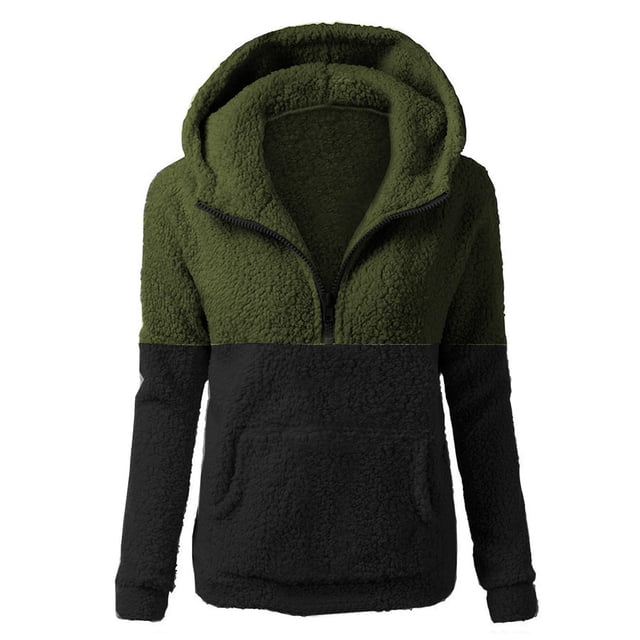 LSLJS Chandails à Capuchon pour Femmes Décontracté à Fermeture Éclair Chandail à Capuchon Confortable Chandail en Molleton Duveteux pour Femmes Manteau avec Poches