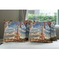 thumbnail image 6 of Ambesonne Eiffel Tower Throw Pillow Cover 4 Pack, Eiffel Tower with Boat, 16", Dark Orange Cinnamon, 6 of 7