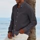 thumbnail image 4 of Men's Fashion Long Sleeve Solid Colour Casual T Shirt Button Regular Fit Shirt Top3XL, 4 of 5