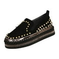 thumbnail image 5 of Rhinestones Studded Platform Fashion Sneakers Walking Shoes for Women Punk Sparkly Chunky Slip on Flatform Loafers, 5 of 8