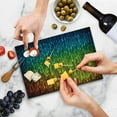 thumbnail image 5 of Colorful Cutting Board, Galaxy Universe Outer Space Inspired Technical Neon Rain Modern Abstract Art Print, Decorative Tempered Glass Cutting and Serving Board, Small Size, Multicolor, by Ambesonne, 5 of 5