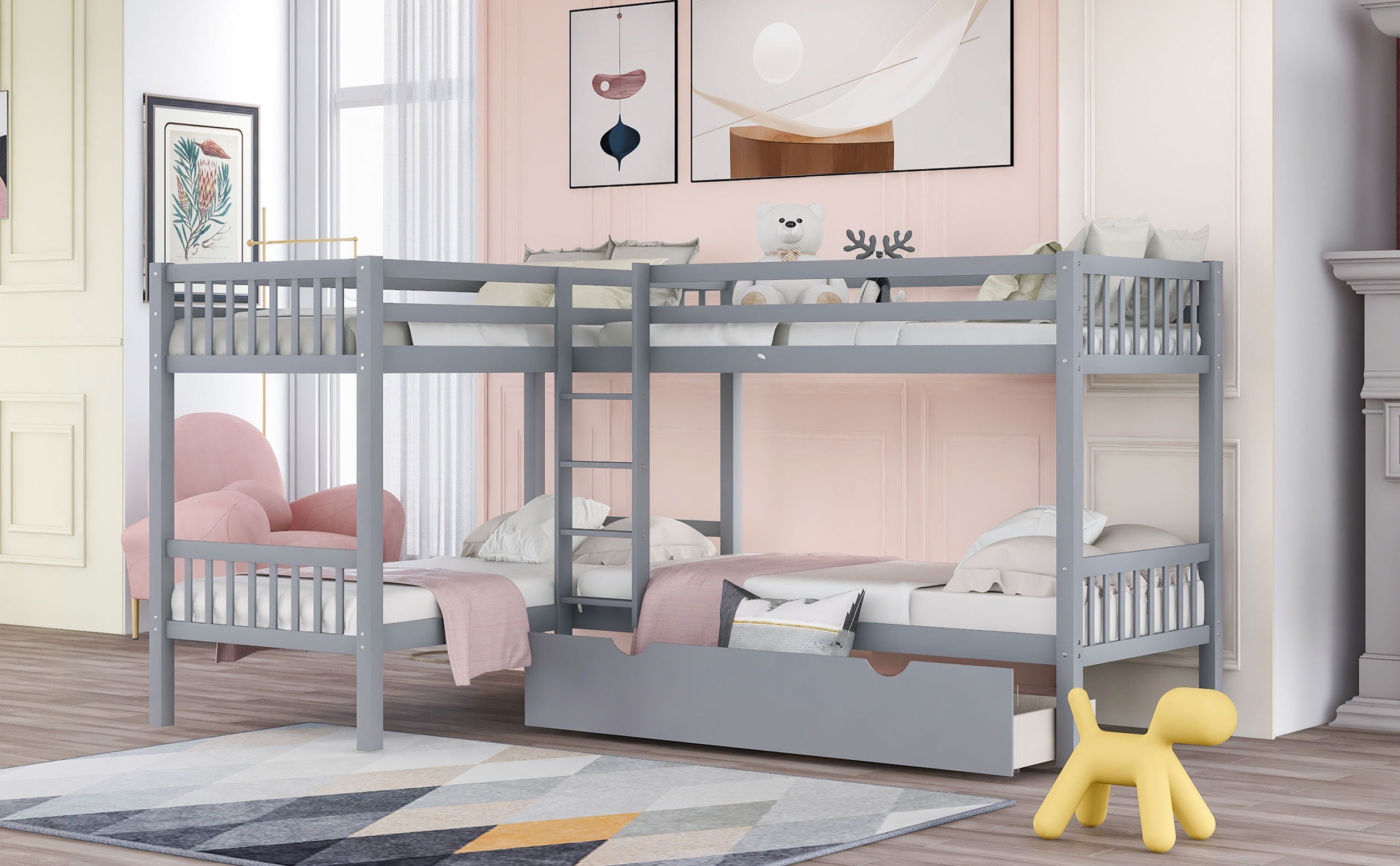 twin over full bunk bed l shaped