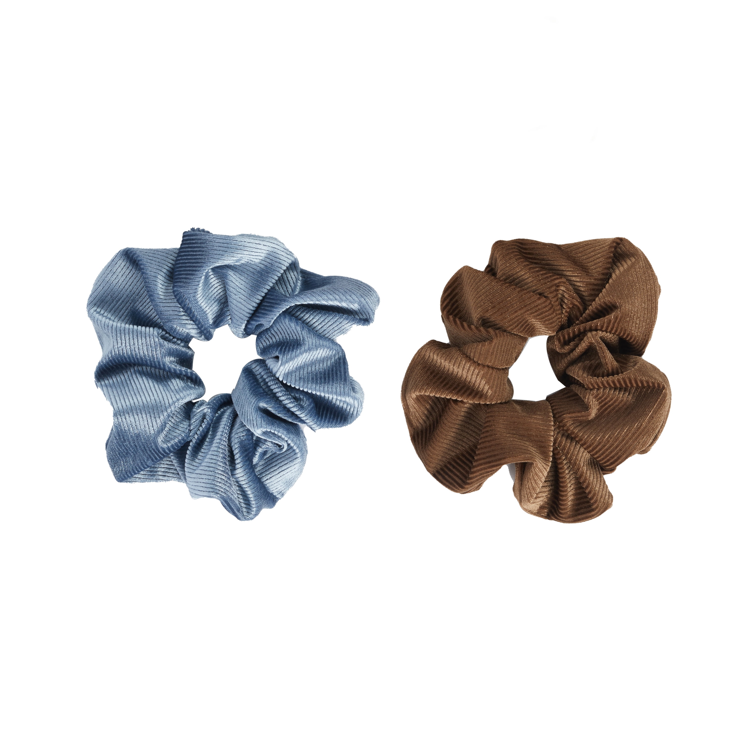 Hairitage Corduroy Hair Scrunchies – Slate Blue and Chocolate, 2PC -  