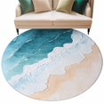 thumbnail image 2 of Round Area Rug 5ft,Summer Ombre Blue Wavy Beach Washable Carpet Non-Slip Runner Accent Rugs Indoor Floor Mat for Bedroom Living Room Decor,Classical Wave Texture, 2 of 9