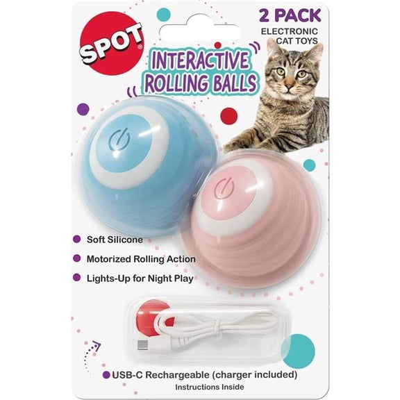 Spot 52269 Interactive Cat Ball Toy - Pack of 2